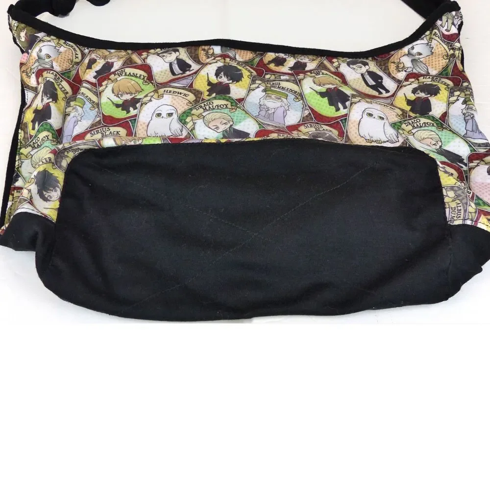 Harry Potter Chibi Card Hobo Bag Shoulder Tote Purse Black Multicolor 18x12